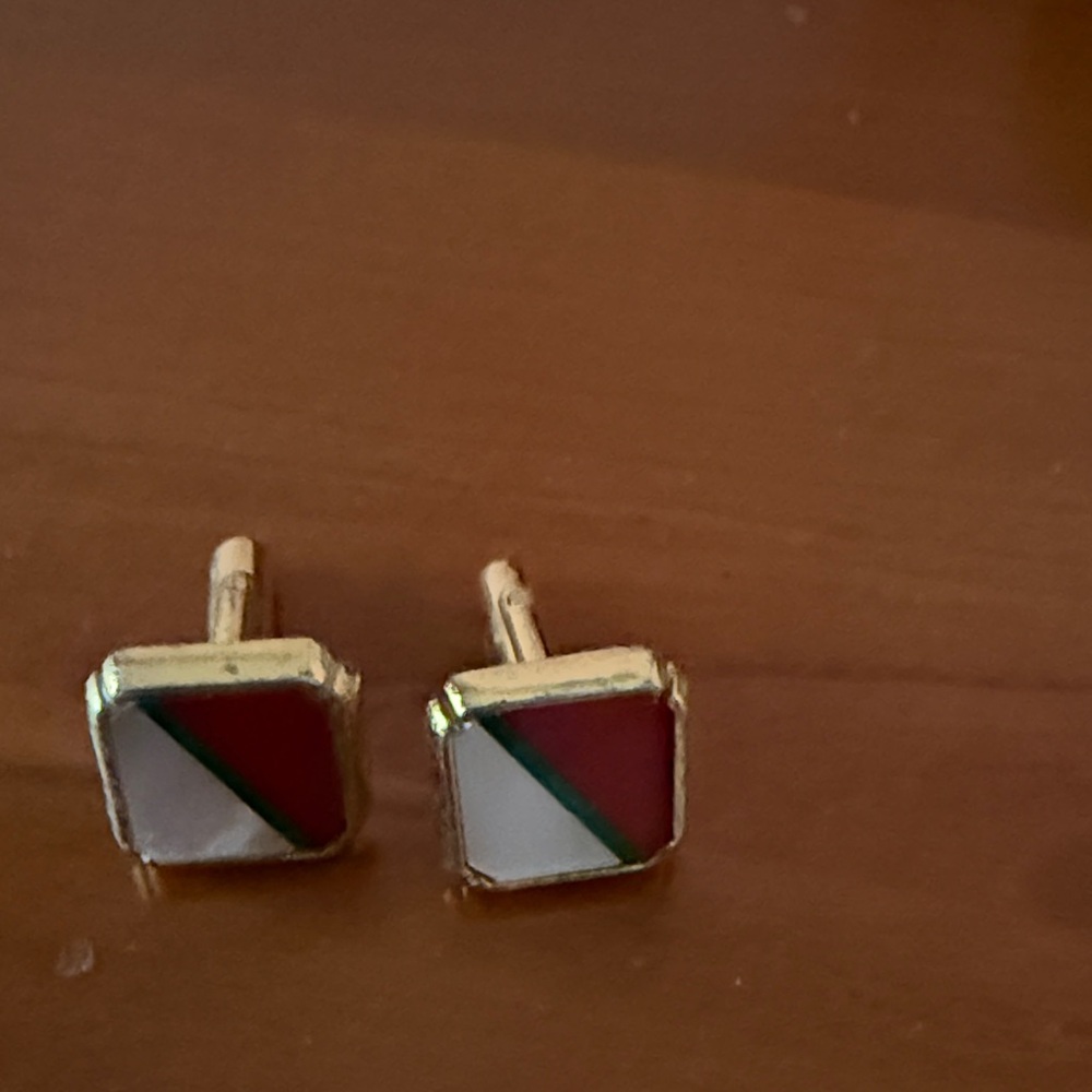 Gold and Red Square Cufflinks